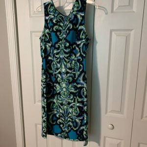 Turquoise and black dress